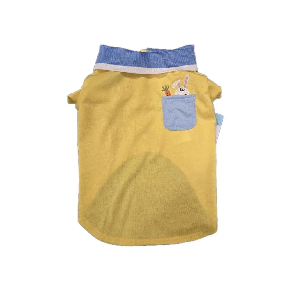 NEW Yellow Dog Apparel CLOTHING Easter Bunny Shirt W/ Blue Collar Top NWT